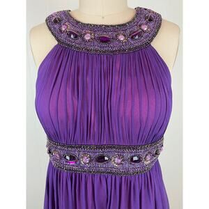 Aidan Mattox Niteline Beaded Purple Cocktail Dress‎ 6 100% Silk Fairy Y2K Style